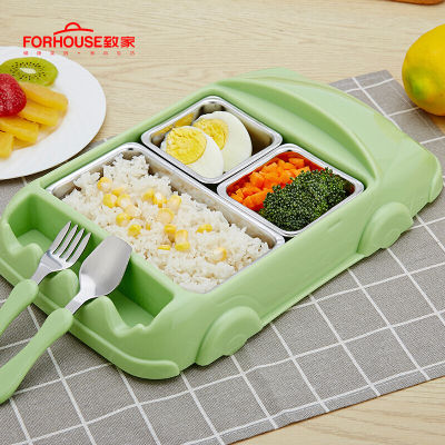 Child 304 Stainless steel Lunch Box Cute Car Bento Box Food Container FDA for Kids with Fork and Spoon