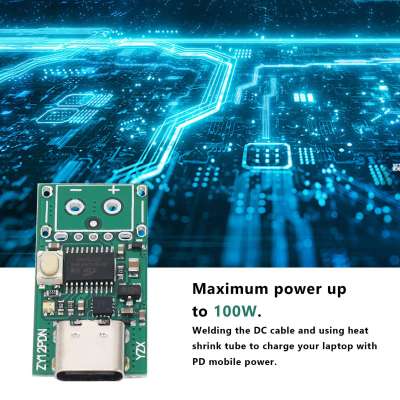 ”【；【-= USB-C PD2.0/3.0 To DC Converter Power Supply Module Decoy Fast Charge Trigger Poll Polling Detector Tester(ZY12PDN)