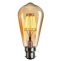 【support】 PakDecor หรี่แสงได้6W ST64 Vintage Edison หลอดไฟ LED B22กรง Retro COB หลอดไฟ LED 220V โคมไฟตกแต่งบ้านโคมไฟอุ่นสีขาว