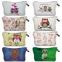 ✚ Owl Print Makeup Bag Cartoon Mini Storage Bag Small Cosmetic Bags Women Cute Student Pencil Case Casual Ladies Travel Portable