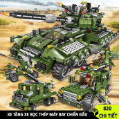Đồ chơi Lego lắp ráp cho bé trai xe tăng xanh 1 nòng, xe chỉ huy