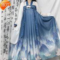 Hanfu โบราณ Hanfu เสื้อผ้าฮาเนฟเฟนซ์ของผู้หญิงกระโปรงไซส์ใหญ่หน้าอกเต็มรูปแบบดูผอมลงสไตล์ย้อนยุคที่ดีงาม Hanfu เวอร์ชันปรับปรุงทุกวันสูทจีน