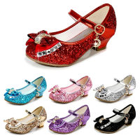 Girls Mary Janes รองเท้าหนังส้นเตี้ยเด็กผู้หญิง,รองเท้าหนังเจ้าหญิงประดับเลื่อมรองเท้าเต้นปาร์ตี้