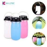 KHLITEC Outdoor Foldable Waterproof Silicone Water Bottle For Camping With LED Light Solar Power Or USB Rechargeable Light