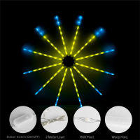 USB พลุไฟสตริงนีออนไฟ LED RGB IC 96 LED RF 4คีย์18โหมดปาร์ตี้ที่บ้านวันหยุดเทศกาลวันเกิดตกแต่งแสง