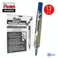 Pentel ปากกาเคมี ปากกา Permanent เพนเทล MAXIFLO เติมหมึกได้ - หมึกสีน้ำเงิน (กล่องละ 12 ด้าม)