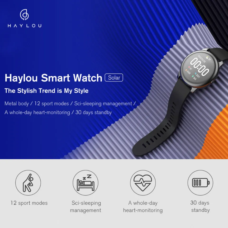 xiaomi Youpin Haylou Solar LS05 Smart Watch Sport Metal Round Case Heart  Rate Sleep Monitor IP68 Waterproof iOS Android Global