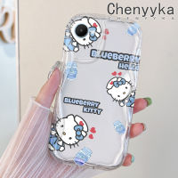 เคส Chenyyyka สำหรับ Realme C30 C33 C31 C30s Narzo 50i Narzo C55 Prime Narzo N55 50A Prime Case การ์ตูนลายเฮลโลคิตตี้สีสันสดใสลายคลื่นขอบเคสมือถือโปร่งใสเนื้อครีมซิลิโคนกันกระแทกเคสนิ่มแบบใสป้องกันเลนส์กล้อง