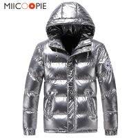 Fashion Men Clothing Warm Letter Printed Silver Mens Down Jacket Streetwear Zipper Male Hooded Winter Jackets Doudoune Homme 4XL