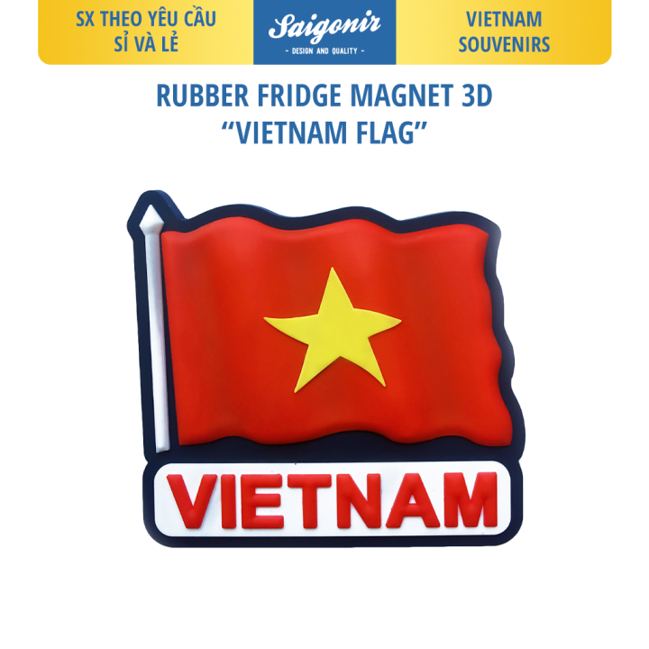 Nam châm tủ lạnh Việt Nam Saigonir với hình ảnh lá cờ Việt Nam 2024 là món đồ trang trí không thể thiếu để thể hiện tình yêu quê hương. Với sự kết hợp tinh tế giữa hình ảnh lá cờ Việt Nam và chất lượng vượt trội của sản phẩm, chúng tôi tin rằng bạn sẽ có một món quà độc đáo và ý nghĩa.