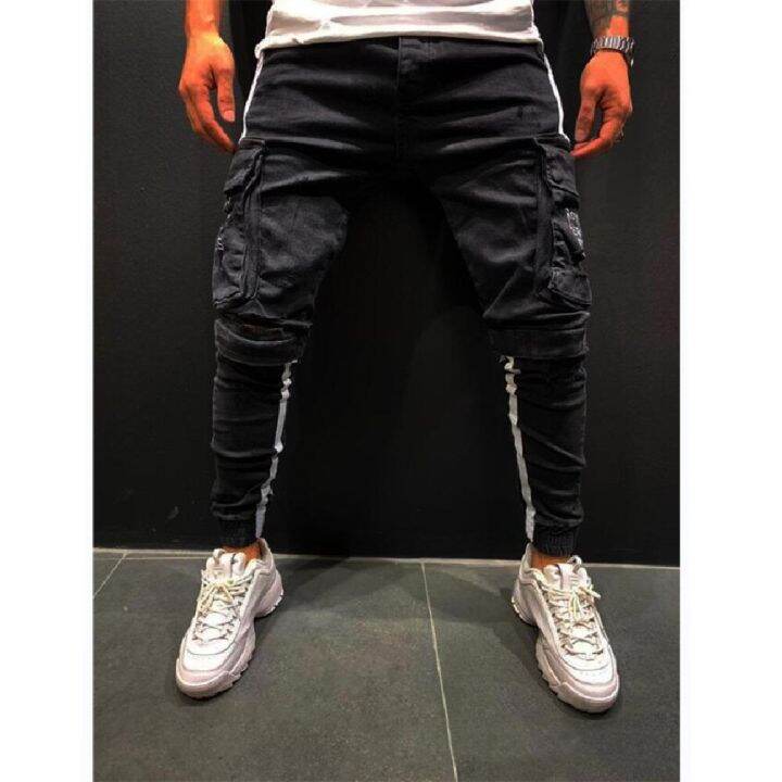 mens-jeans-denim-pocket-pants-summer-autumn-thin-slim-regular-fit-straight-jeans-elasticity-stretchy-male-blue-black-trousersth