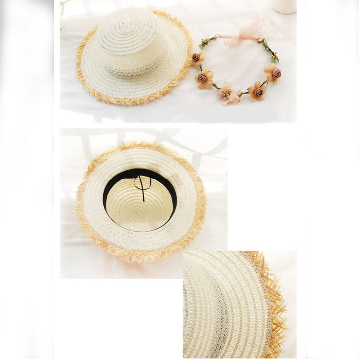 hot-2019-parent-child-women-hat-sun-hat-panamanian-style-visor-girl-hat-with-flowers-bow-straw-tassel-hat-foldable-ribbon-cap-mujer
