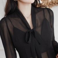 [COD] breathable thin section womens long-sleeved chiffon new anti-sun cool top