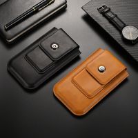 Dompet kartu kulit ponsel klip sabuk casing vertikal pria tas pinggang sarung untuk iPhone Samsung Xiaomi Huawei Smartphone Pouch