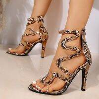 New Arrival Pvc Transparent Serpentine Leather Pacthwork Summer Women Sandals Sexy Open Toe Thin High Heels Party Wedding Shoe