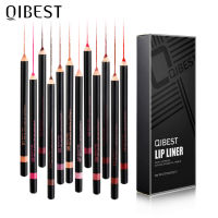 QIBEST 12 PCS Waterproof Pencil Lipstick Set Pen Matte Lip Liner Long Lasting Makeup Easy to Wear Non-stick Cup Lipliner Pencil