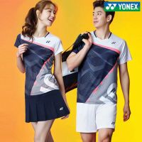 Yonex ชุดกีฬาแบดมินตัน แขนสั้น แบบแห้งเร็ว พิมพ์ลาย สไตล์เกาหลี สําหรับผู้ชาย และผู้หญิง