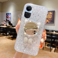 พร้อมเคสโทรศัพท์กระจกแต่งหน้าน่ารักรูปแมว Bling สำหรับ OPPO Reno 10 5G OPPO Reno เคสทีพียูนิ่มหรูหรา10 /Reno 10 Pro/reno 10 Pro + ฝาครอบหลังซิลิโคน Oppo Reno 10Pro บวก5G 2023