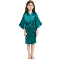 New Kids Robe Satin Children Summer Kimono Bath Robes Bridesmaid Birthday Girl Dress Silk Children Bathrobe Green Nightgown Robe