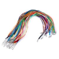 100 Strands Jewelry Making Necklace Cord with Organza Ribbon Cotton Wax Cord Iron Clasp 430x6mm