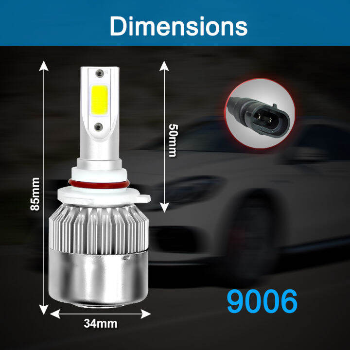 2ชิ้น9006-hb4หลอดไฟรถยนต์-c6ไฟหน้ารถ10800lm-6000k-ซังนำรถไฟหน้ารถชุดไฟฉายติดศีรษะแต่งรถ120w-hi-lo-หลอดไฟเทอร์โบ