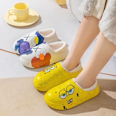 （A So Cute）☍✨คลังสินค้าพร้อม✨รองเท้านุ่มเงียบหนาอบอุ่นกันลื่น,ผ้าฝ้ายรองเท้าแตะใส่เดินในบ้านการ์ตูนน่ารักงารองเท้าพื้นเตี้ยนุ่มกันลื่น