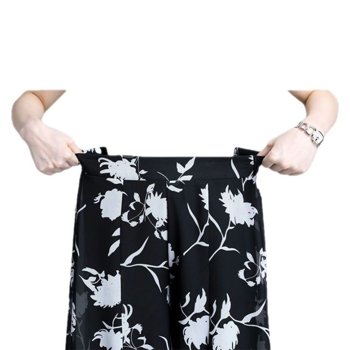 กางเกงขากว้างผู้หญิงฤดูร้อนแบบบาง-2023-ใหม่กางเกงกระโปรงหลวมชีฟองกางเกงห้าจุดผู้หญิงกางเกงเอวสูงกางเกงลำลองกระโปรง