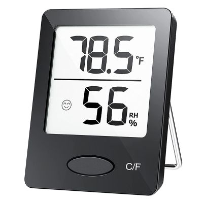 Indoor Hygrometer ,Room with Large LCD Display, Humidity Monitor for Home Office Black
