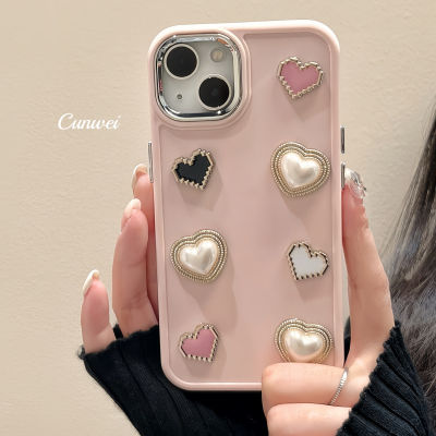 Pink Pearl Love Case สำหรับ iPhone14ProMax ซิลิโคนสีชมพู Anti Drop Case สำหรับ iPhone13 กรณีไข่มุกสามมิติสำหรับ iPhone12 ProMax Full Screen Love Case สำหรับ iPhone11