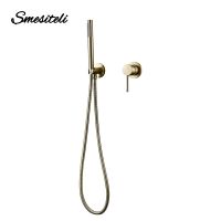 Matte Gold Handheld Shower Bathroom Shower Faucet With 1.5M Rubber Hose Hot&amp; Cold Water Tap Brass Shower Holder Wall Mount Mixer Showerheads