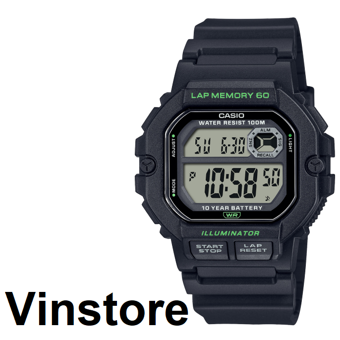 Vinstore] Casio WS-1400 Digital WS-1400H-1A Lazada | Men Strap WS-1400H-1AV Singapore Watch Black WS-1400H-1AVDF Resin