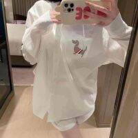 White Sunscreen Jacket, Shorts, Casual Set, Womens Fashion Two-piece Set