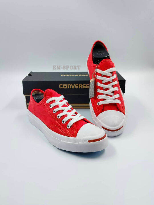 รองเท้า-converse-jack-purcell-สีแดง-รองเท้าผ้าใบ-รองเท้าผู้ชาย-ผู้หญิง-สินค้าพร้อมส่ง-อุปกรณ์ครบเซ็ต