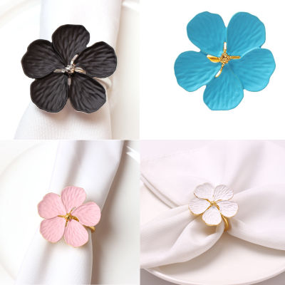 Elegant Restaurant Table Decor Lucky Flower Napkin Buckle Restaurant Table Setting Flower Napkin Ring White Oil Flower Napkin Ring