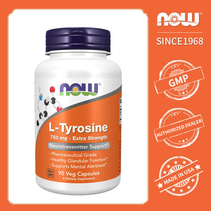 NOW Foods L-Tyrosine 750 mg Extra Strength 90 Veg Capsules | Lazada ...