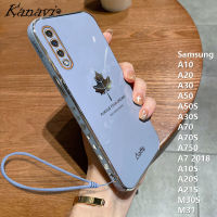 เคสโทรศัพท์ Kanavi สำหรับ Samsung Galaxy,A50 A30 A20 A10 A50S A30S M31ใบเมเปิล A70 A70S A750 A7 A10S M30S ชุบโครเมียมสุดหรูพร้อมสายคล้อง