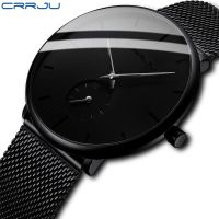 （A Decent035）นาฬิกาสำหรับผู้ชาย Topcausal Ultra-Thin MeshWristwatch Men Black Masculino