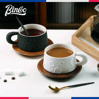 BINCOO แก้วกาแฟเซรามิกพร้อมช้อนสร้างสรรค์ถ้วยระดับไฮเอนด์สำหรับใช้ในครัวเรือนและสำนักงานของขวัญที่ดีที่สุด200มล