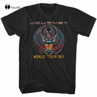 การพิมพ์พิเศษ Journey band 80S World Tour Mens T เสื้อ ROCK band อัลบั้มจับคอนเสิร์ตสด TEE เสื้อผ้าฝ้าย T เสื้อ