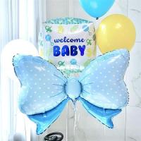 hyfvbujh♙☁  Baby Birthday Theme Ballon Bow Aluminum Film Balloons Boys Balons Babyshower Parti