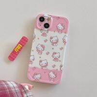 เคสข้างหลังโทรศัพท์นิ่มลายการ์ตูน Hello Kitty และ Love เคสโทรศัพท์รูปหัวใจสำหรับ iPhone 14 Pro Max 14Plus กันกระแทก KT Cat สำหรับ iPhone 13 Pro Max เคสสำหรับ Apple โทรศัพท์12 11 XR XS X Hello.kitty เคสห่อหุ้ม