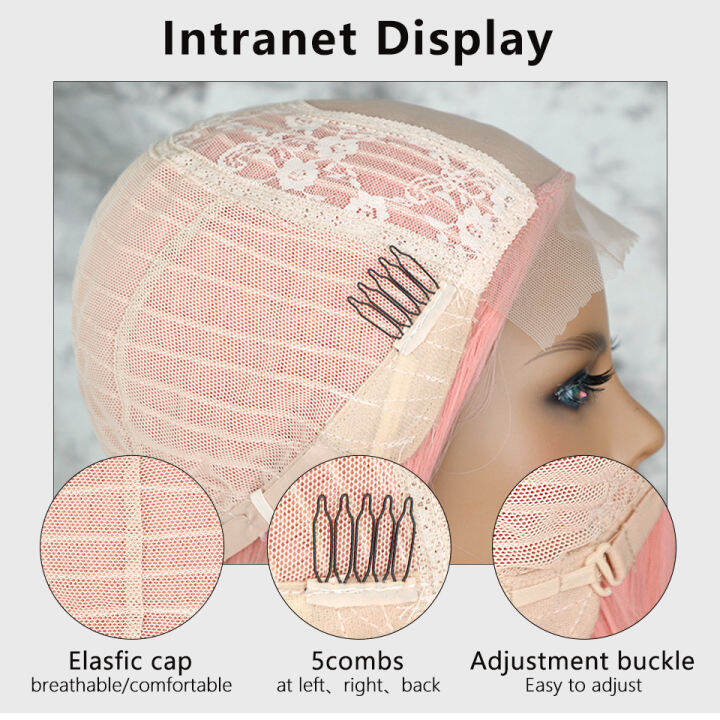 aisi-hiar-สังเคราะห์คอสเพลย์วิกผมยาวตรงสีชมพูอ่อนกลางส่วนวิกผมสำหรับผู้หญิงสีบลอนด์สีดำใช้ชีวิตประจำวันขนปลอม