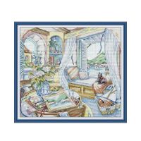 【CC】 In front of the window cross stitch kit 14ct 11ct count print hand sew cross-stitching embroidery handmade needlework