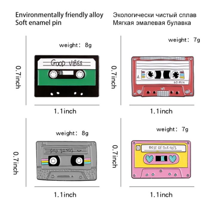 เข็มกลัดติดเสื้อ-กระเป๋า-ลาย-cassette-tape-90s