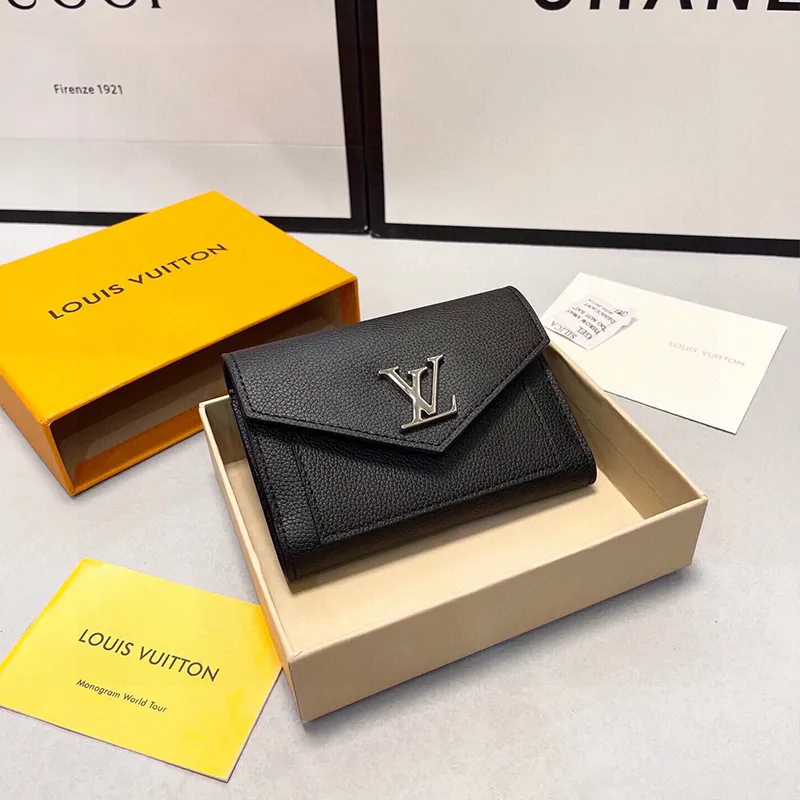 Gift Box Packaging】Luxury Brand L+ Short Purse Elegant Mylockme Money Clip  Top Ox Pickup Bag11*10CM