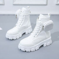 Lady Shoes Autumn Winter Women Boots Fashion Pocket Increased Mid-Calf Casual High Top Platform Motorcycle Boots Thick Sole