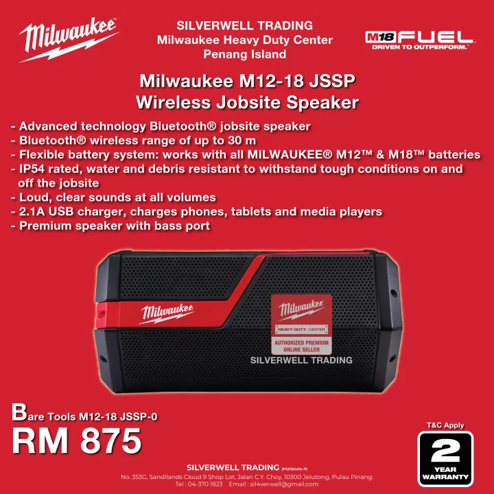 Milwaukee M12 M18 Wireless Jobsite Speaker (M1218 JSSP) Lazada
