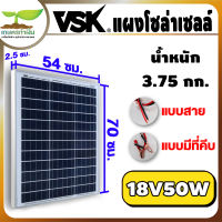 VSK แผงโซล่าเซลล์ 18V กำลังไฟฟ้า 50W