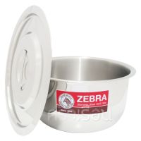 Zebra หม้อแขก สเตนเลส 18 ซม. สูง 10 ซม. ความจุ 2.5 ลิตร ตราหัวม้าลาย 170018 หม้อไม่มีหู หม้ออินเดีย