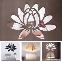 BEGS Blooming Lotus Flower อะคริลิค3D สติ๊กเกอร์กระจกลายดอกบัวศิลปะที่ถอดออกได้รูปลอกติดผนังบ้านตกแต่งกระจกแบบมีกาวในตัว